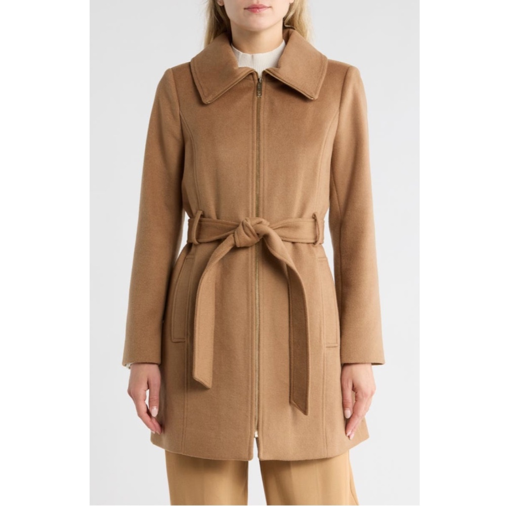 Michael Kors Full Zip Wool Blend Long Coat S XL Dark Camel NWT